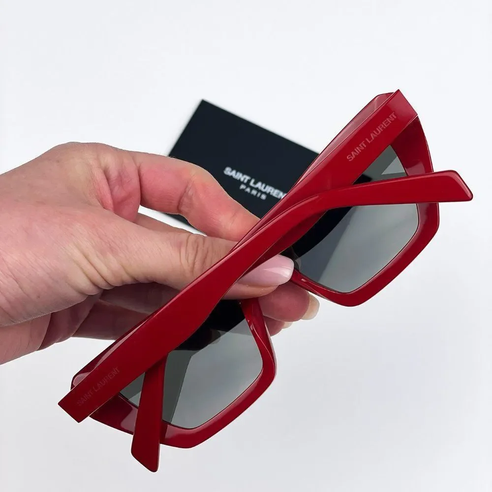 Saint Laurent SL467 003 Sunglasses Red Grey Cat Eye Women - Picture 7 of 14